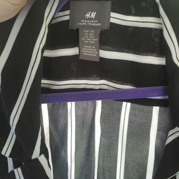 3XL black/white striped beach shirt - Picture 2 of 3